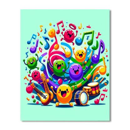 Dancing Music Notes Numbered Painting Kits