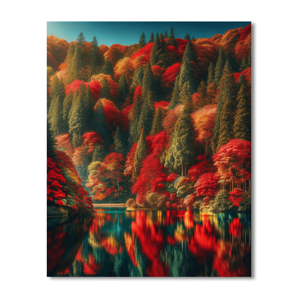 Autumnal Forest Reflection - DIY Painting By Numbers Kit