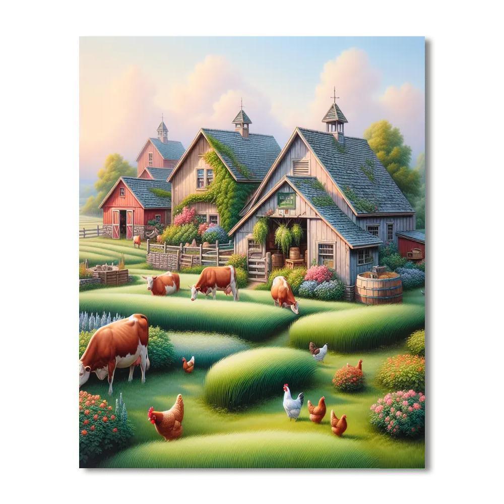 Harmonious Farmyard Scene Paint By Numbers Kits