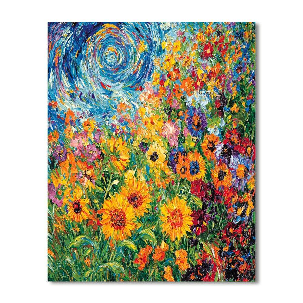 Van Gogh Inspired Exotic Floral Burst  Painting By Numbers Kit