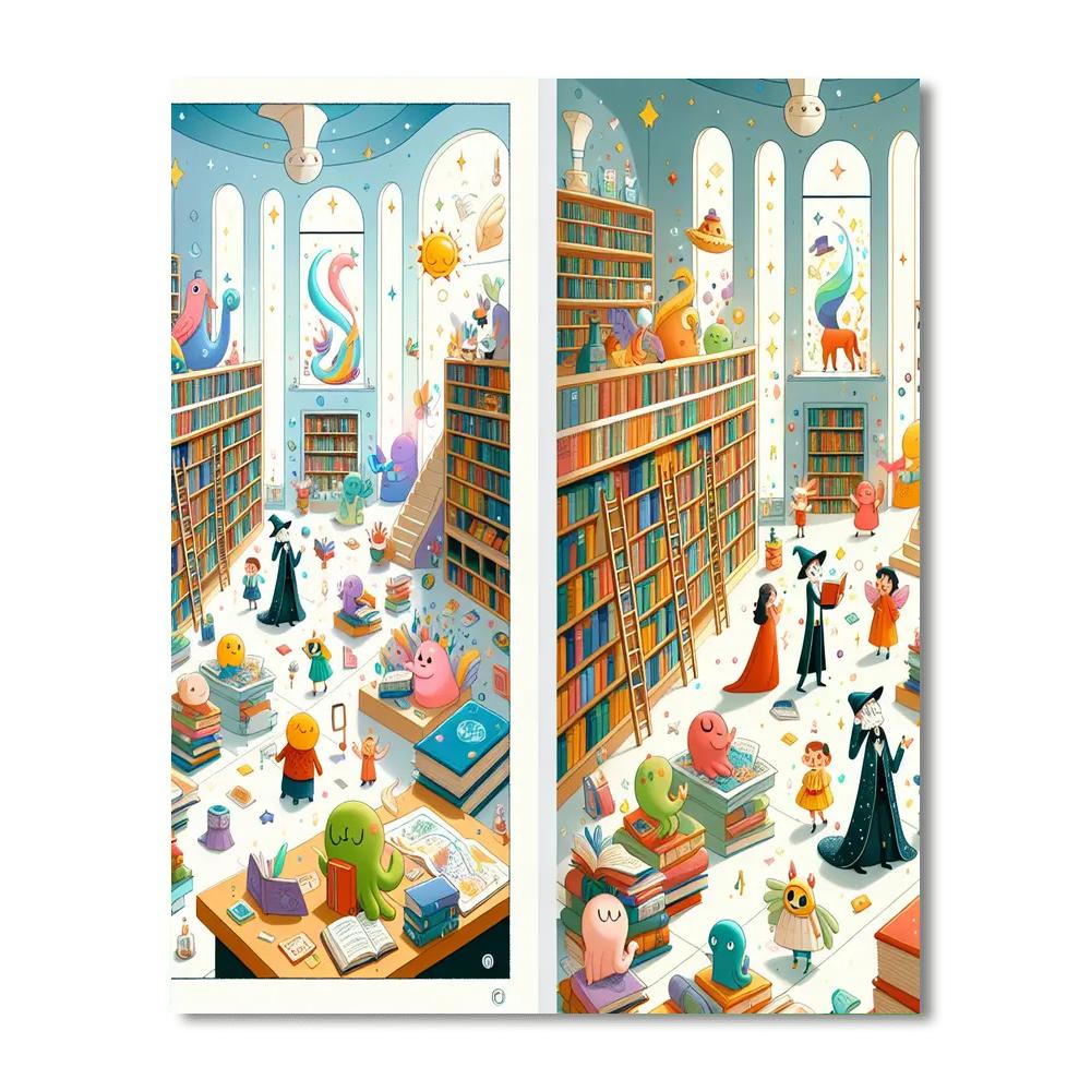 Whimsical Storybook Library Painting Number Kit