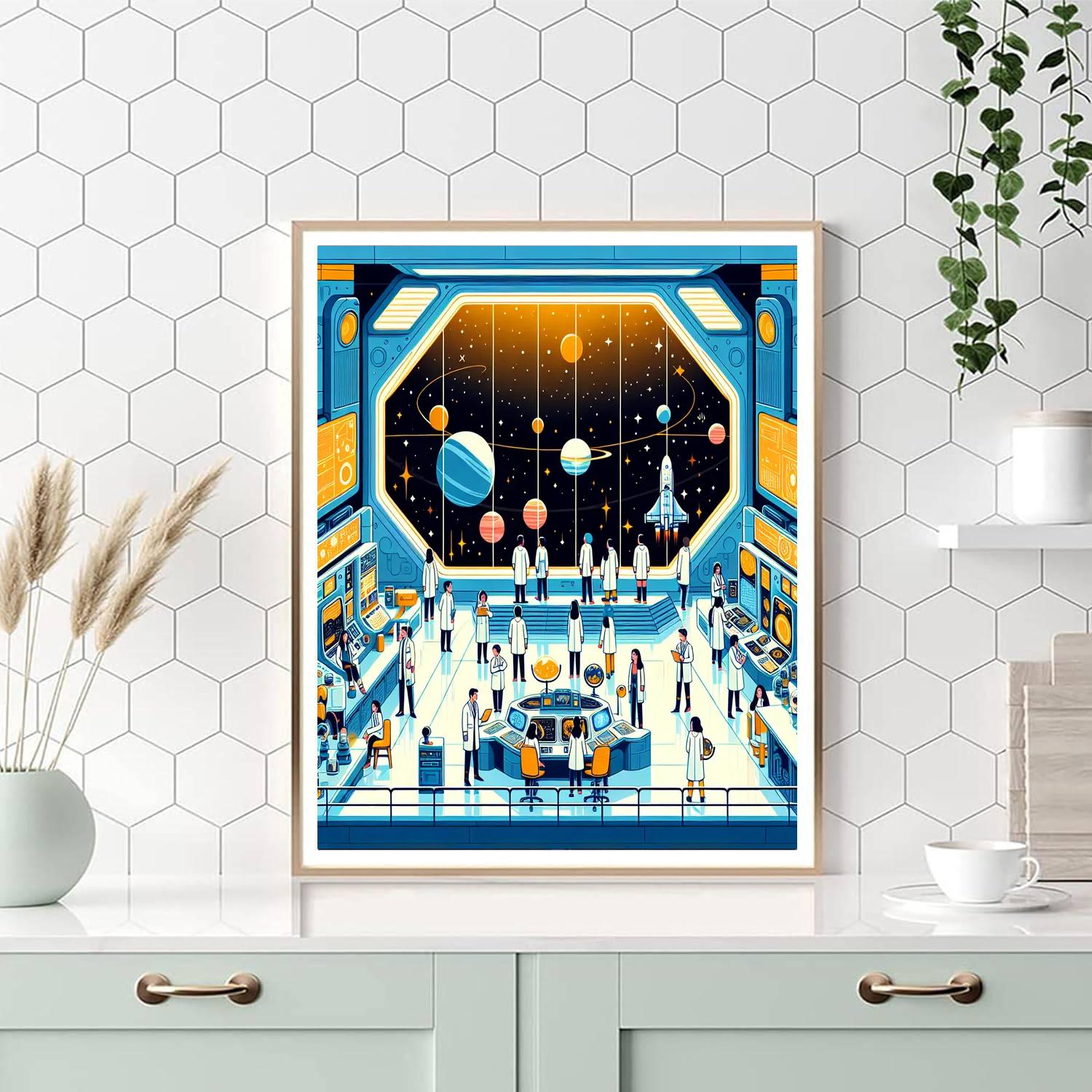 Outer Space Science Station Painting Number Kit