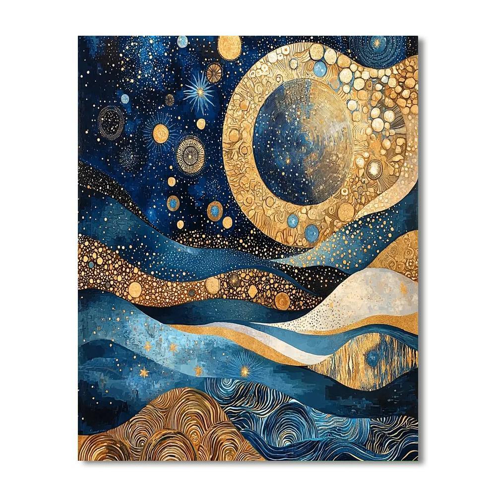 Gustav Klimt Inspired Astral Harmony Confluence  Painting By Numbers Kit