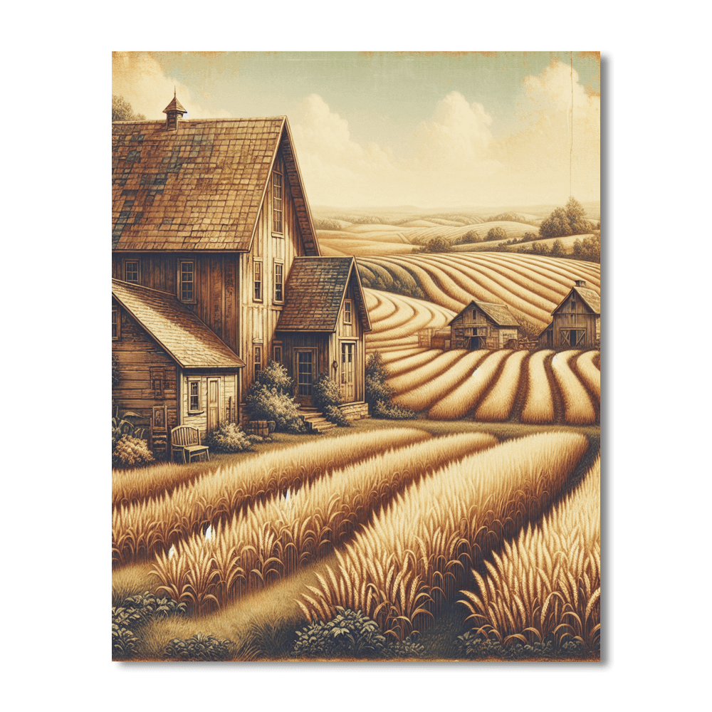 Vintage Farmhouse Scene Paint By Numbers Kits