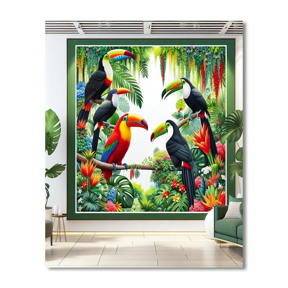 Colorful Exotic Birds Paint By Number