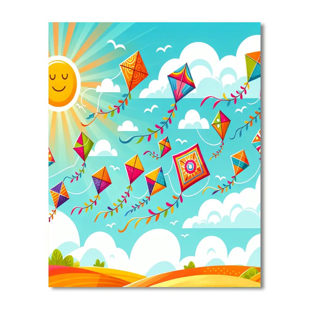 The Colorful Kite Adventure DIY Paint By Numbers