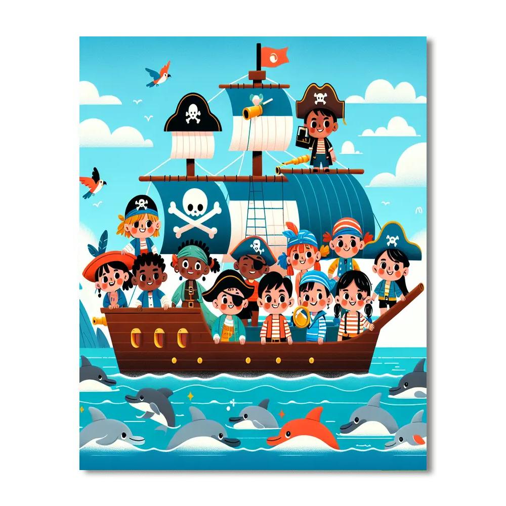 Playful Pirate Ship Journey Paint By Numbers