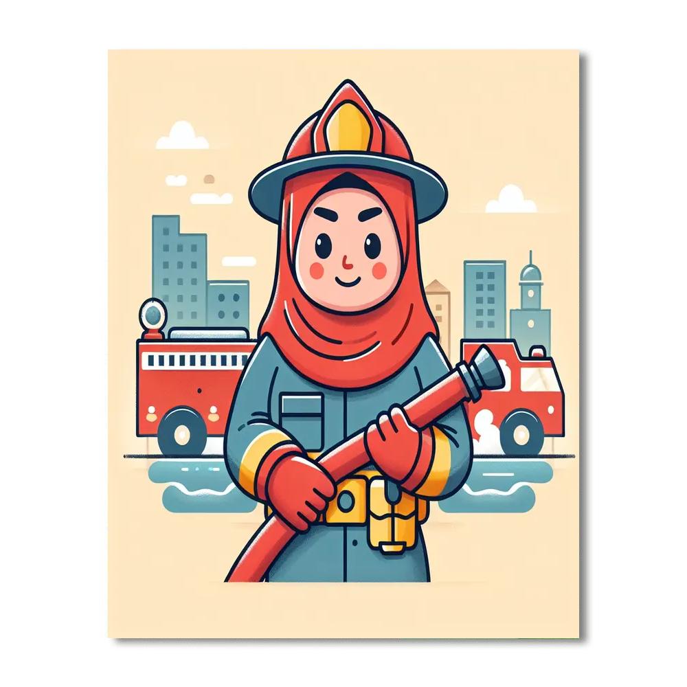 Brave Firefighter Hero Painting Number Kit