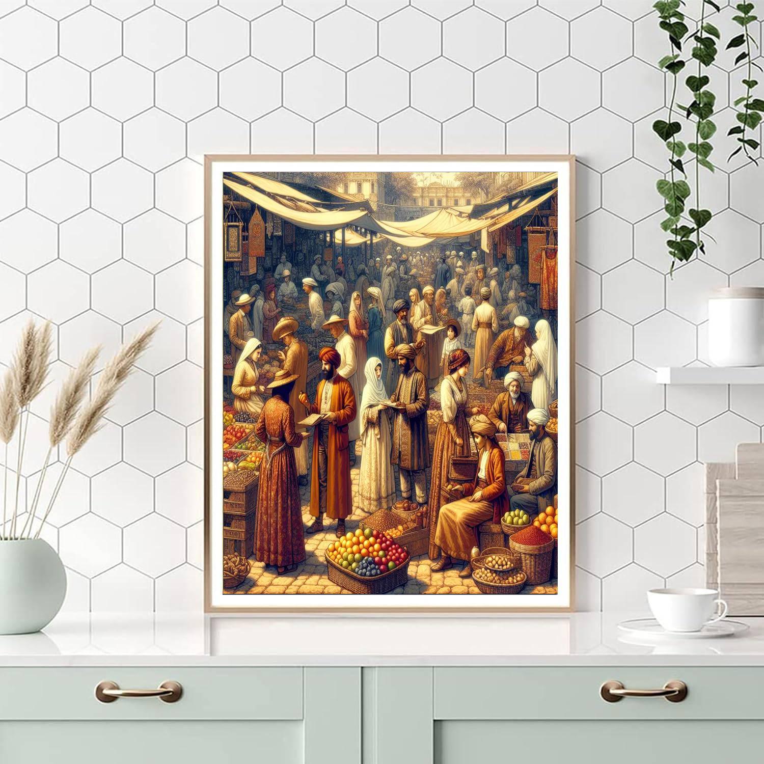 Old Town Market Scene Paint By Numbers Kits