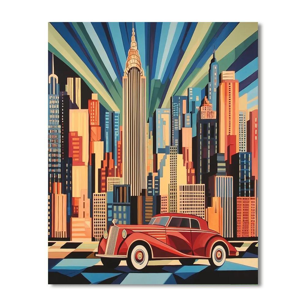 Tamara De Lempicka Inspired Art Deco Skyline  Paint By Numbers