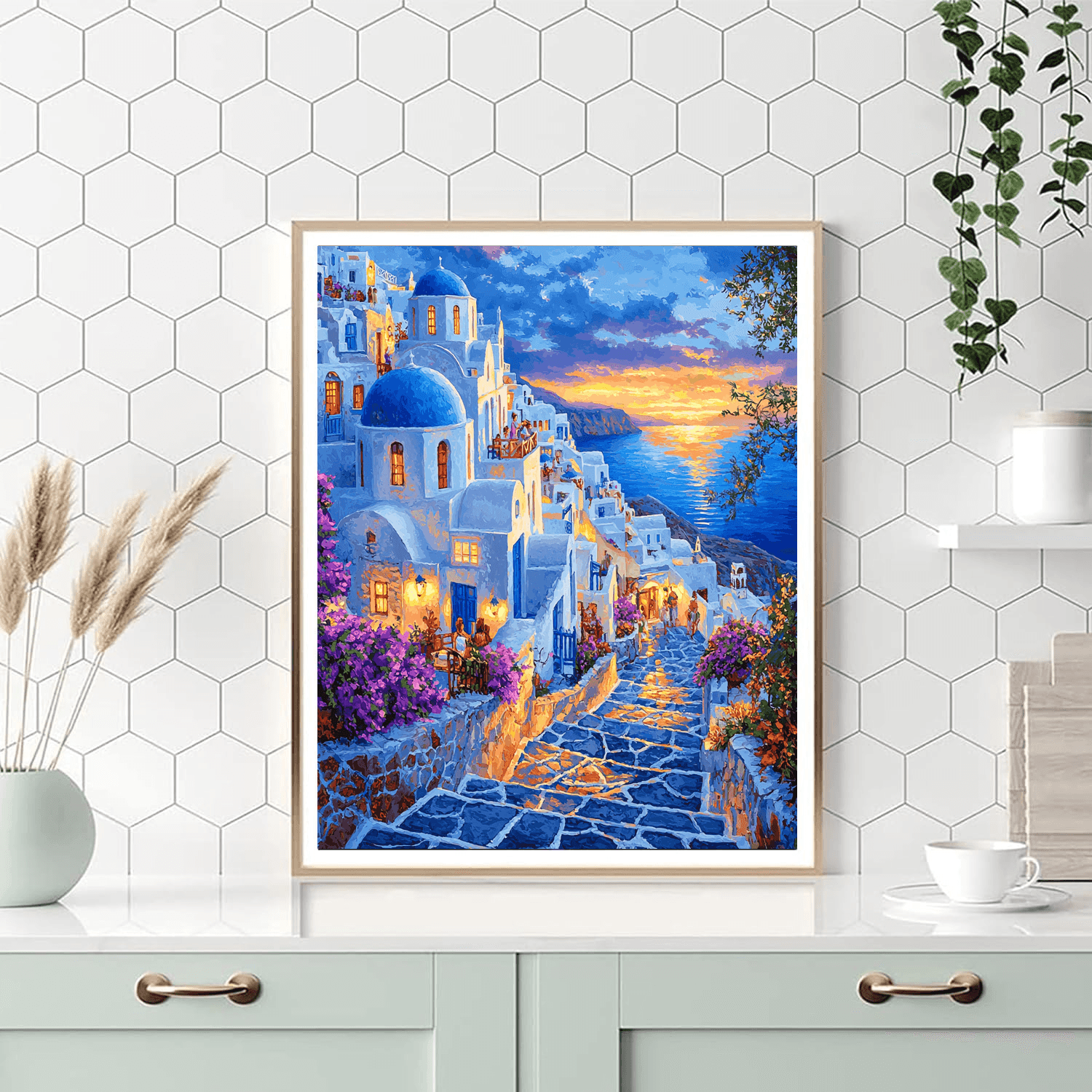 Santorini's Oia Village DIY Paint By Numbers