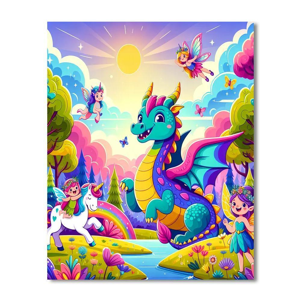 Fantasy Creatures Unite Paint By Numbers Art