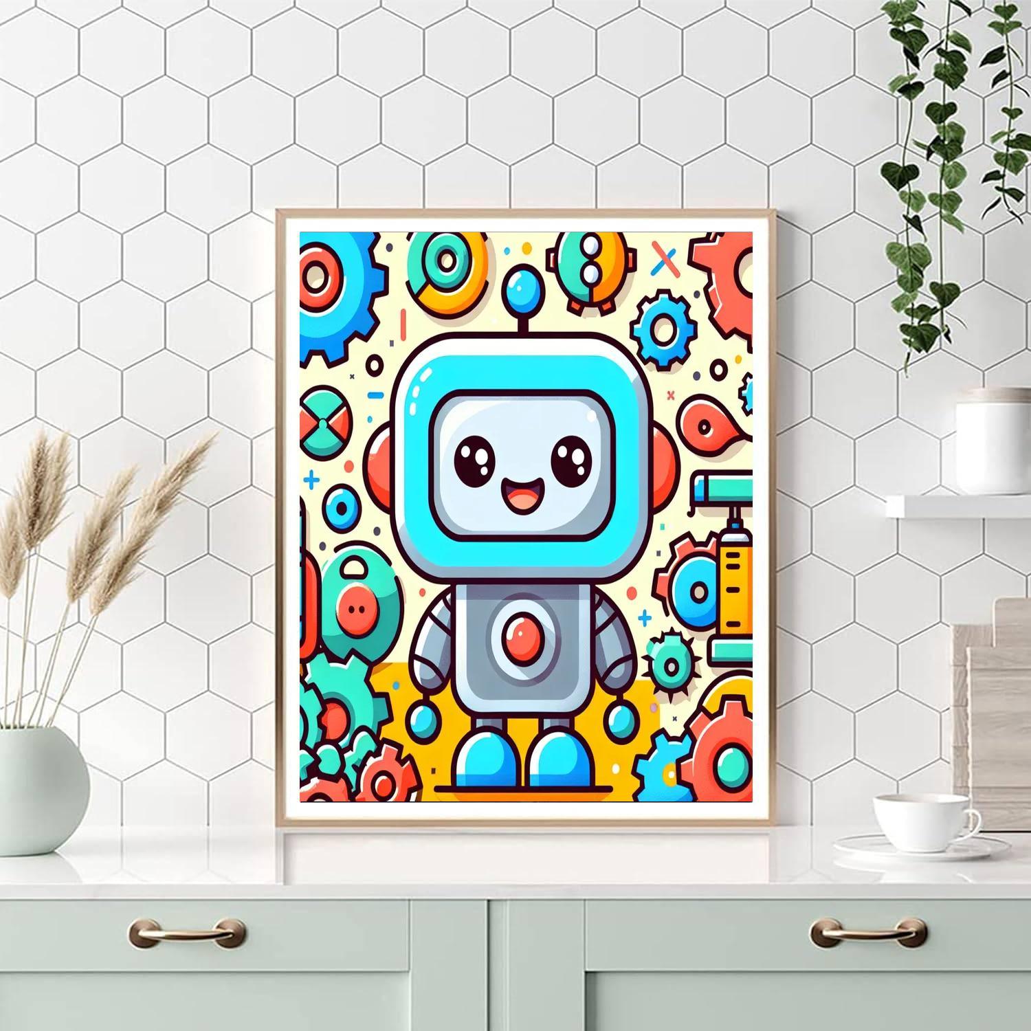 Playful Robot Friend Painting By Numbers Kit