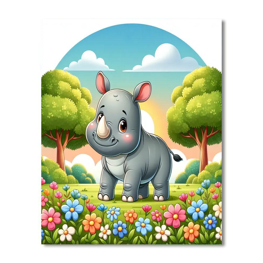 Curious Baby Rhino Paint By Color