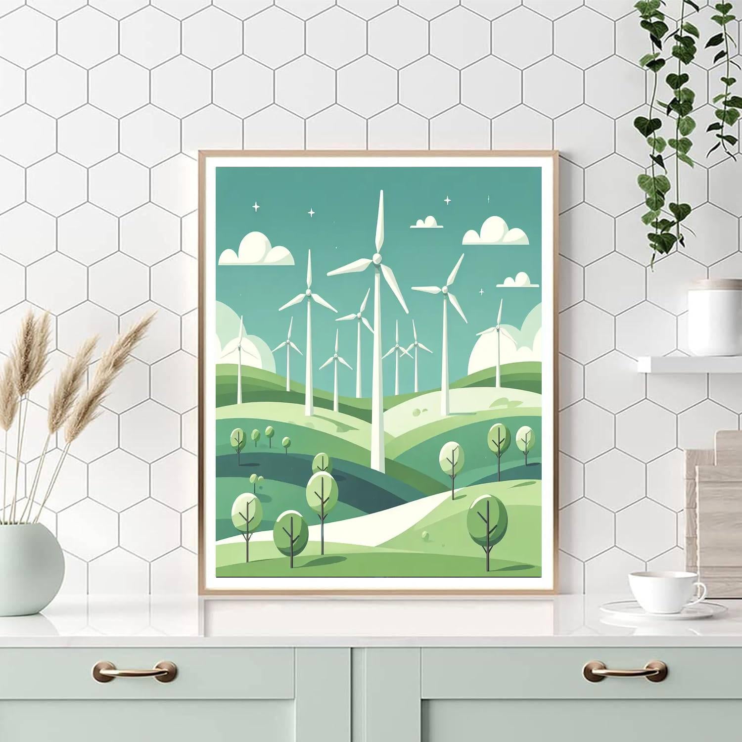 Whirling Windmill Wonders Paint By Numbers Art