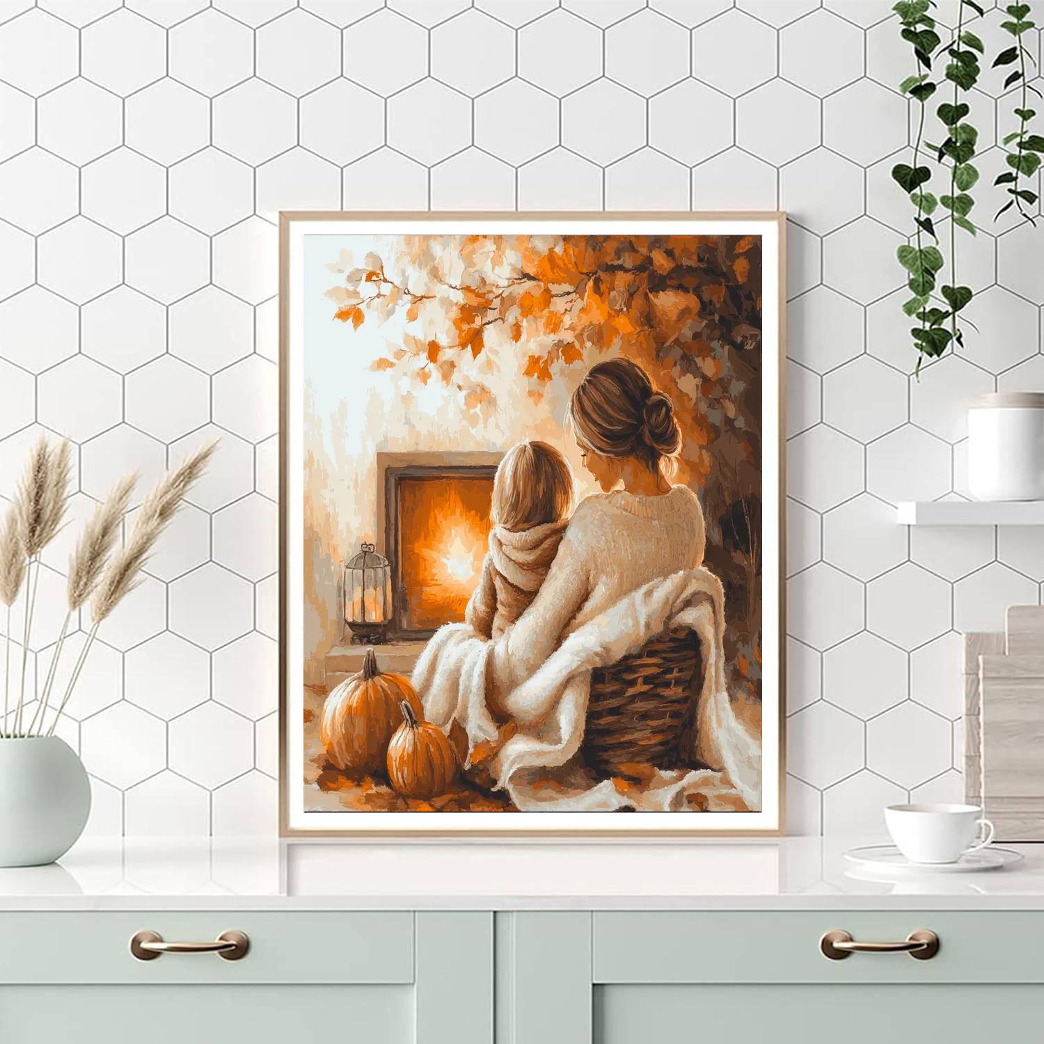 A Cozy Winter Evening Number Painting