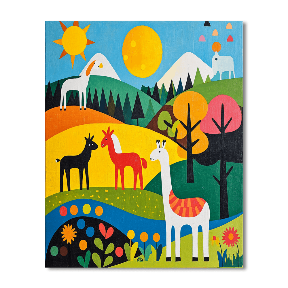 Charley Harper Inspired Joyful Animals  DIY Paint By Numbers