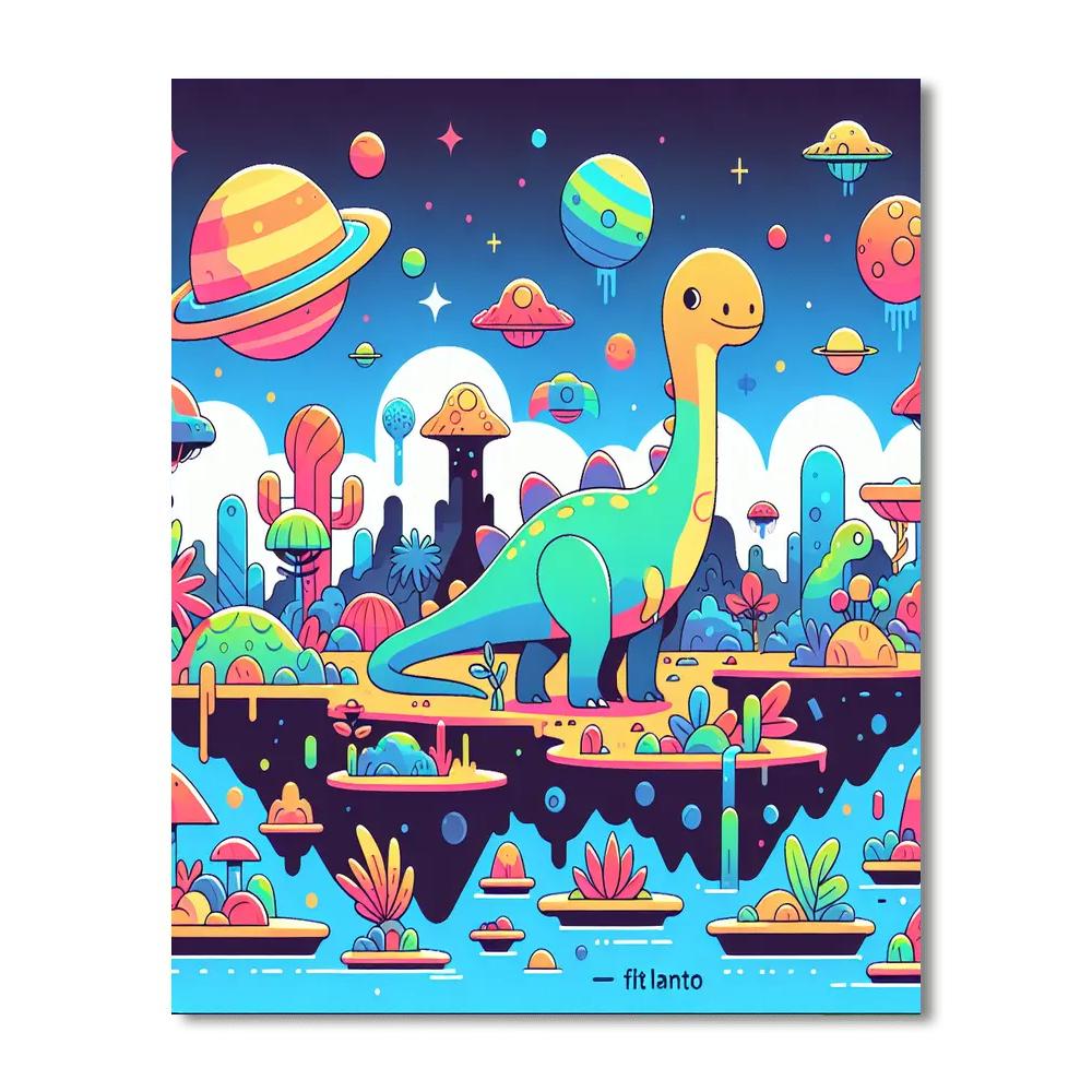 Space Dinosaur Discovery Number Painting