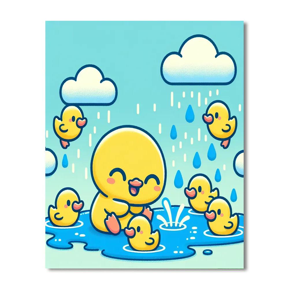 Playful Puddle Ducks Paint By Numbers Art