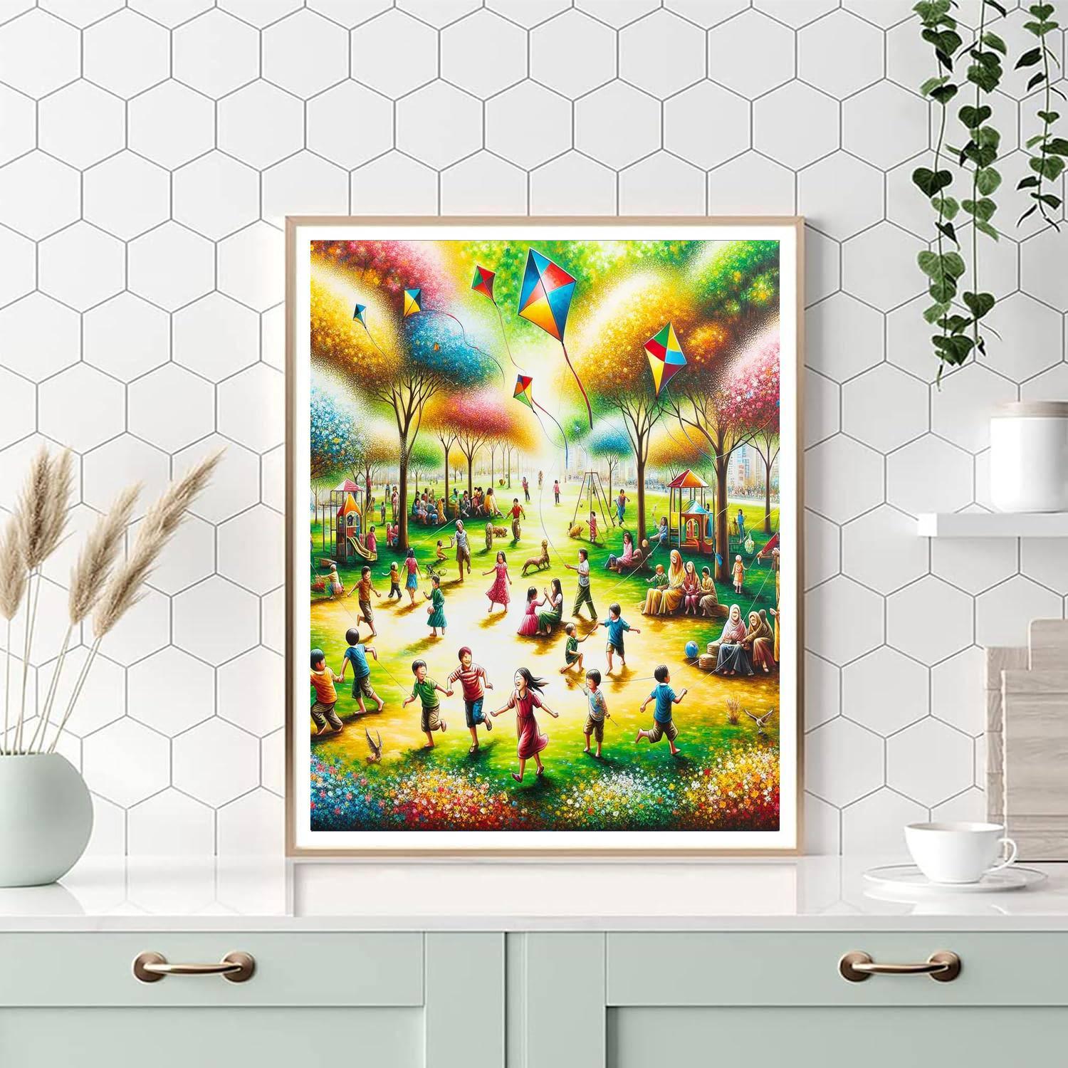Joyful Kids In The Park Numbered Painting Kits