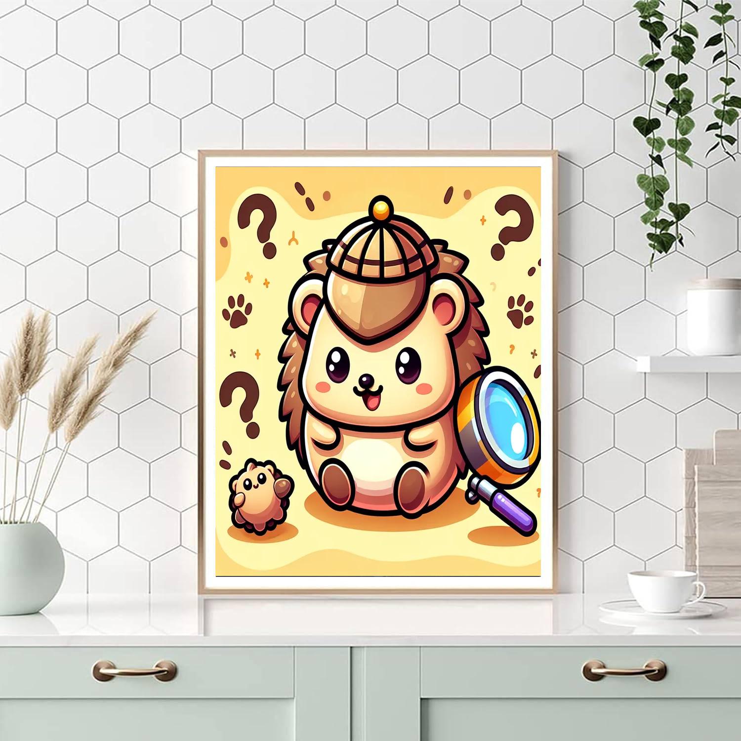 Clever Hedgehog Detective Painting Number Kit