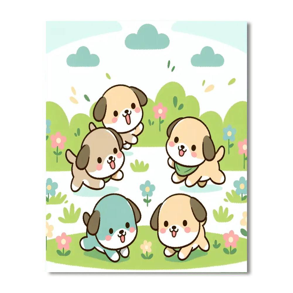 Cuddly Puppy Party Number Painting