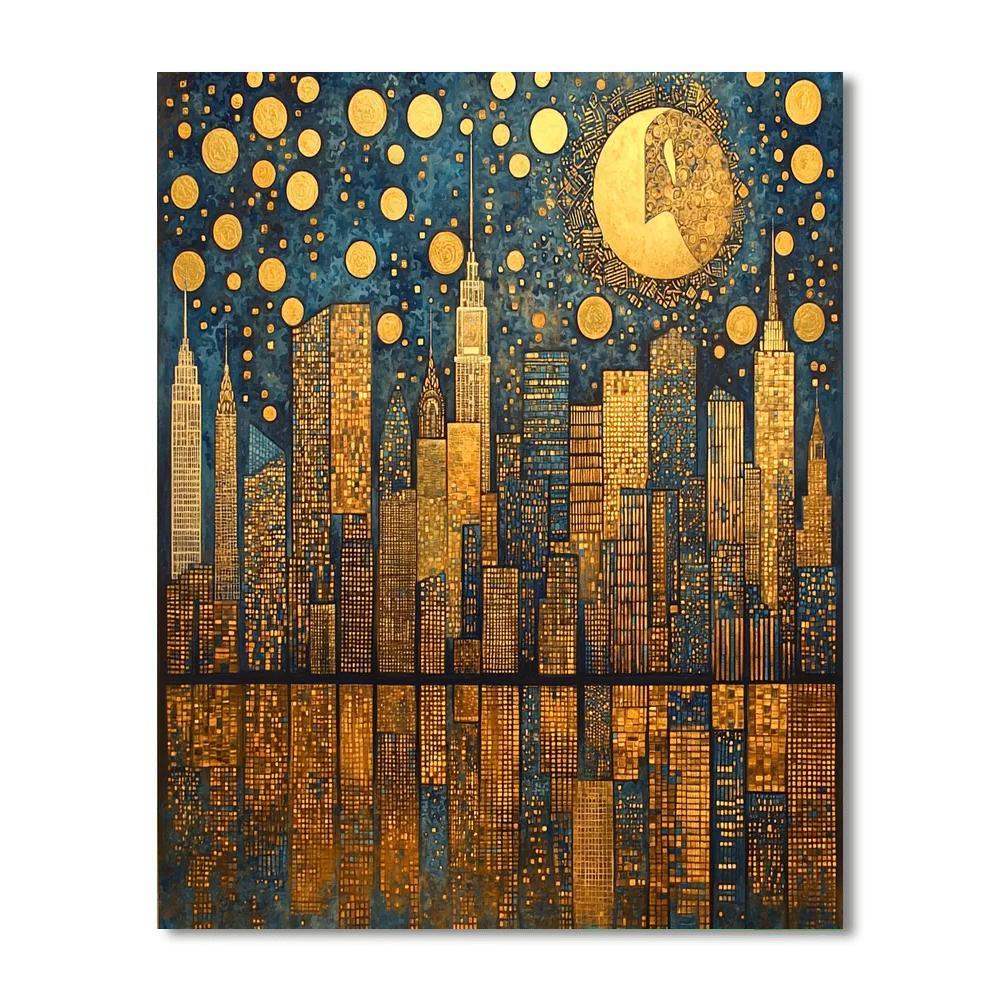 Klimt Inspired Klimt's City Glow  Number Painting