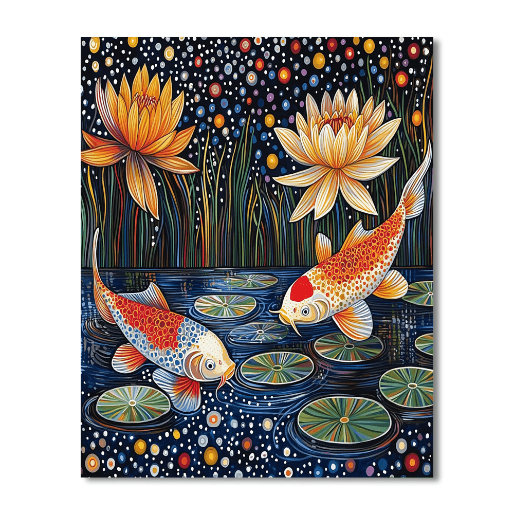 Yayoi Kusama Inspired Playful Koi Pond  DIY Paint By Numbers
