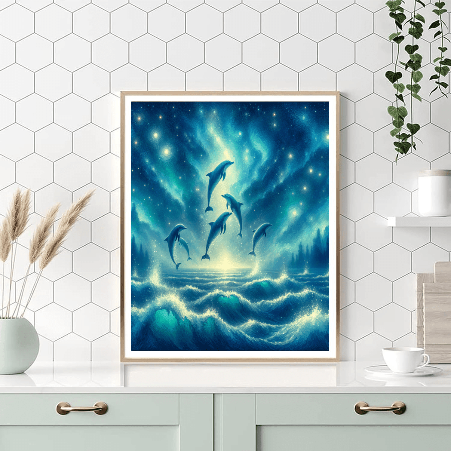 Cosmic Dolphin Symphony Paint By Numbers Art