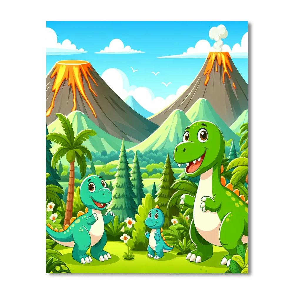 Dino Family Adventure Paint By Numbers Art