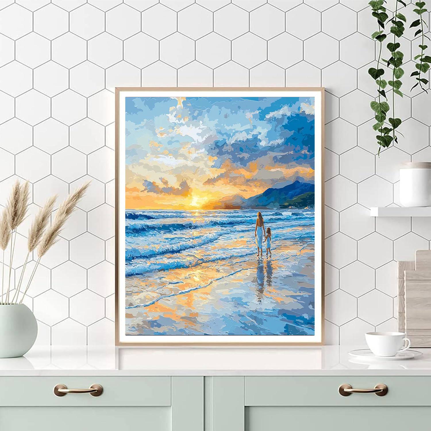 Seaside Stroll With Mom Painting Number Kit