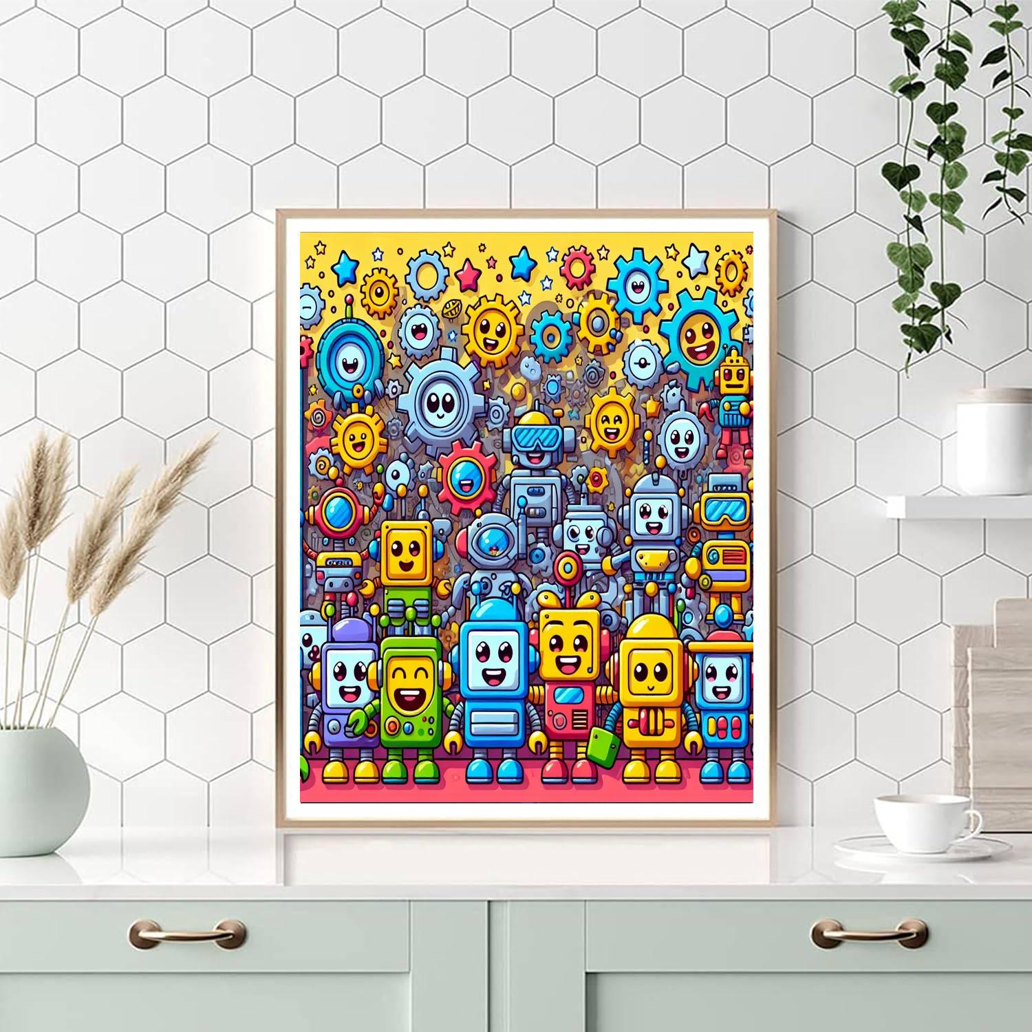 Cute Robot Characters Paint By Numbers