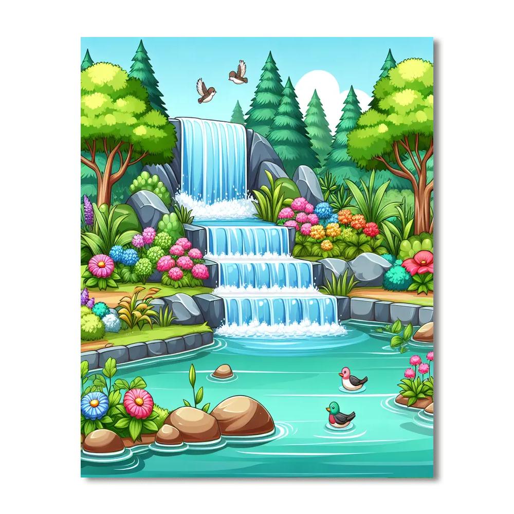 Whispering Waterfall's Secret Painting By Numbers Kit