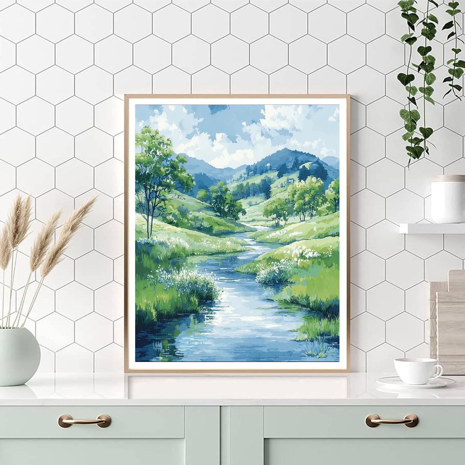 Hiroshige Inspired Gentle River's Embrace  Paint By Numbers Kits