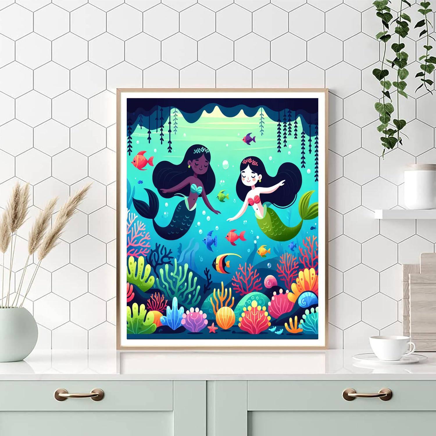 Mermaid's Hidden Cove Numbered Painting Kits