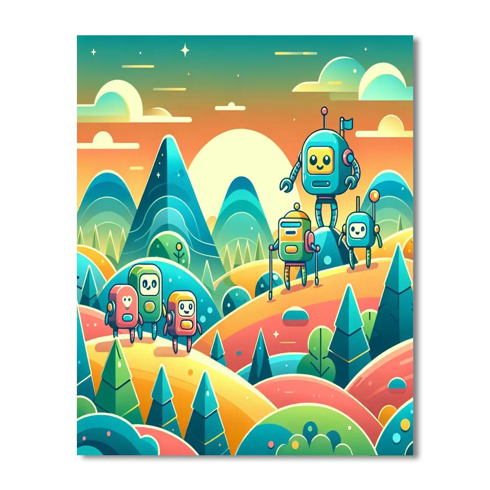 Curious Robot Explorers Numbered Painting Kits