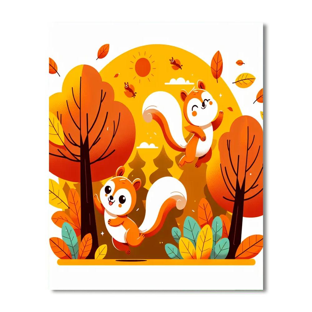 Mischievous Squirrel Family Paint By Numbers Art