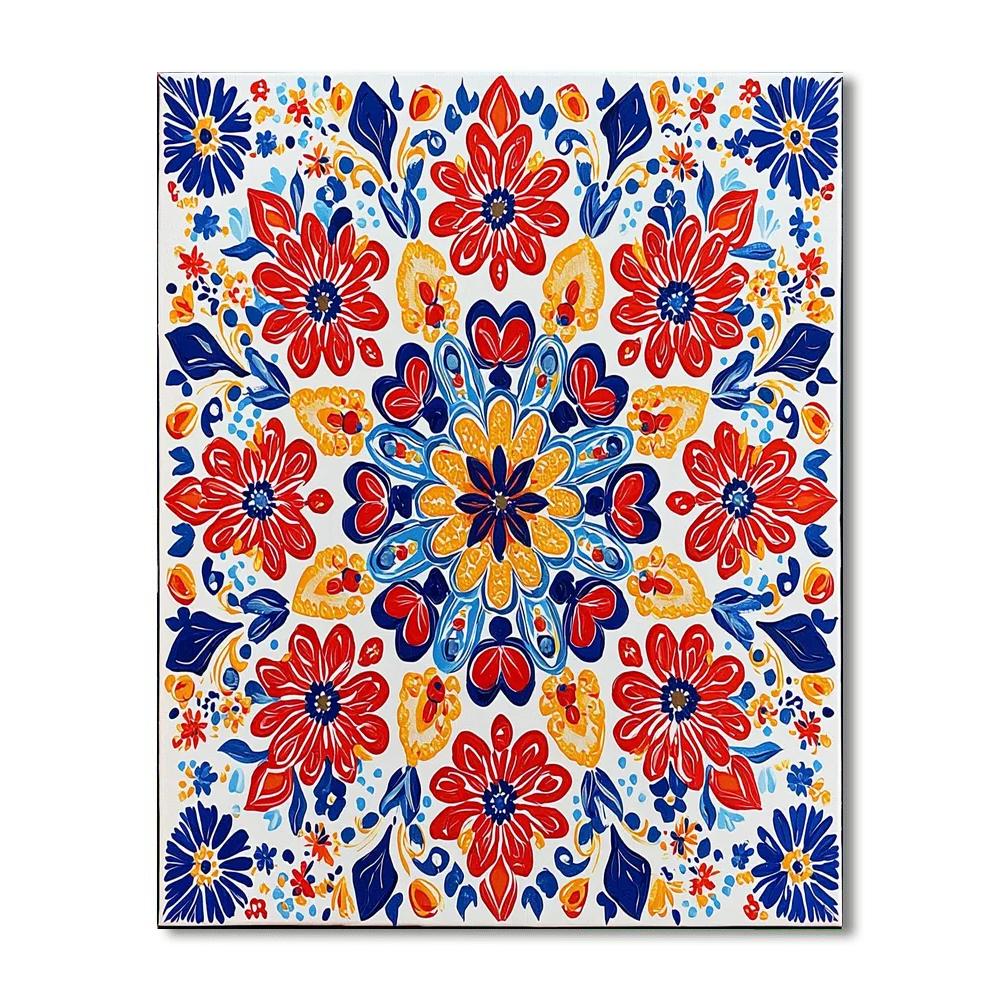 Traditional Indian Artists Inspired Vibrant Flower Mandala  Paint By Numbers