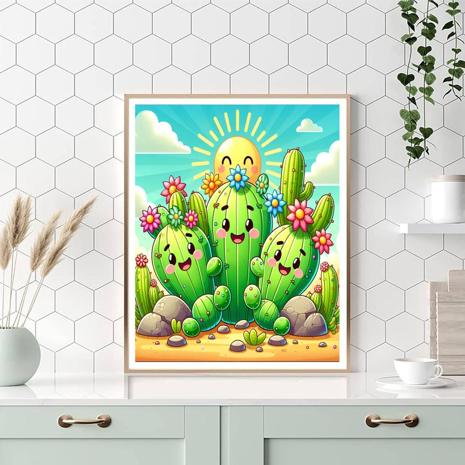 Happy Cactus Friends DIY Paint By Numbers
