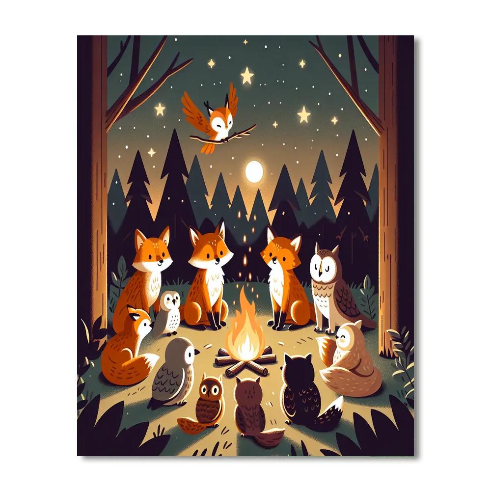 Forest Campfire With Storytelling Animals Paint By Numbers Kits