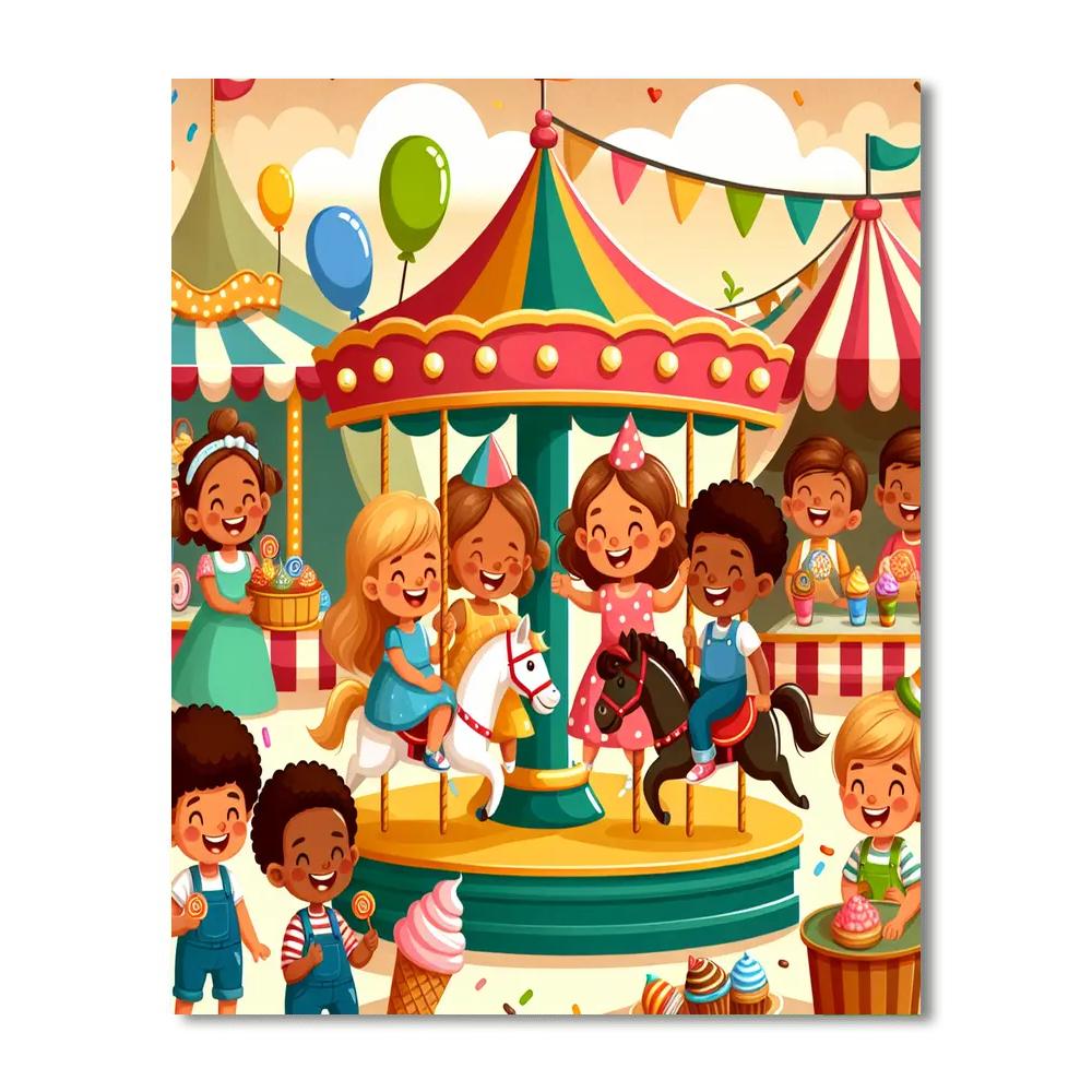 Whimsical Carnival Celebration Number Painting