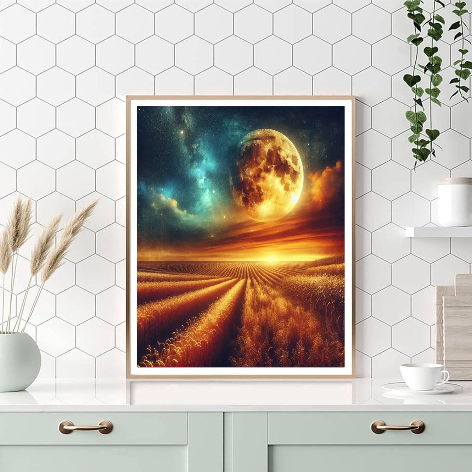 Harvest Moon Over Fields Paint By Numbers Art