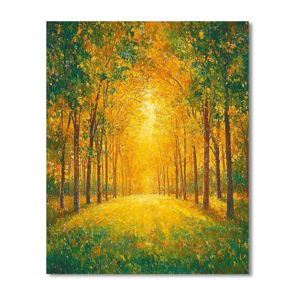 Georges Seurat Inspired Sunlit Forest Canopy  Paint By Numbers Art