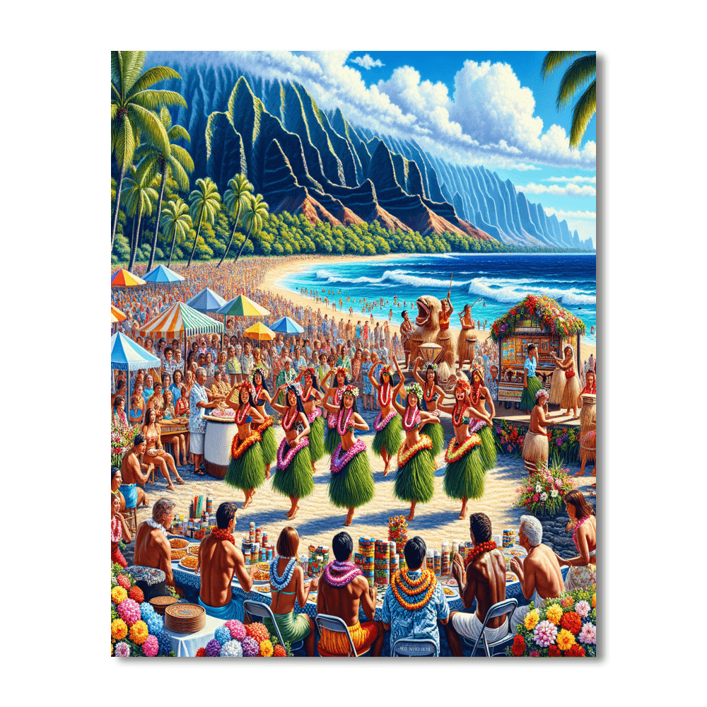 Aloha Festivals - Hawaii, Usa Painting Number Kit