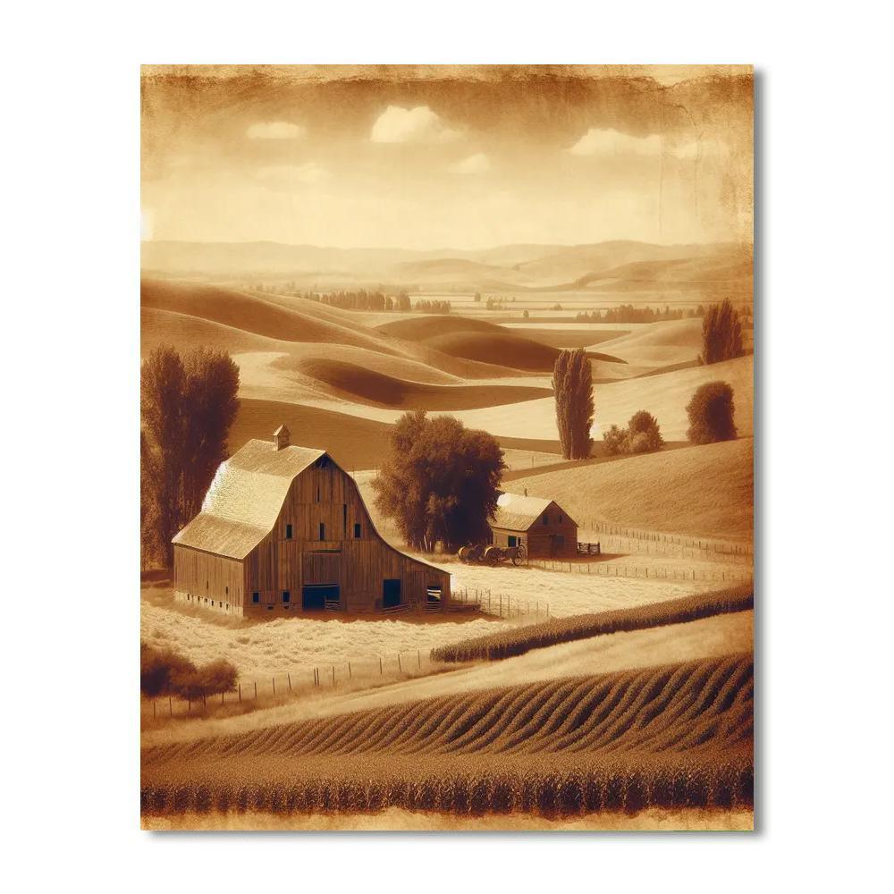 Vintage Farmstead View Paint By Numbers Art