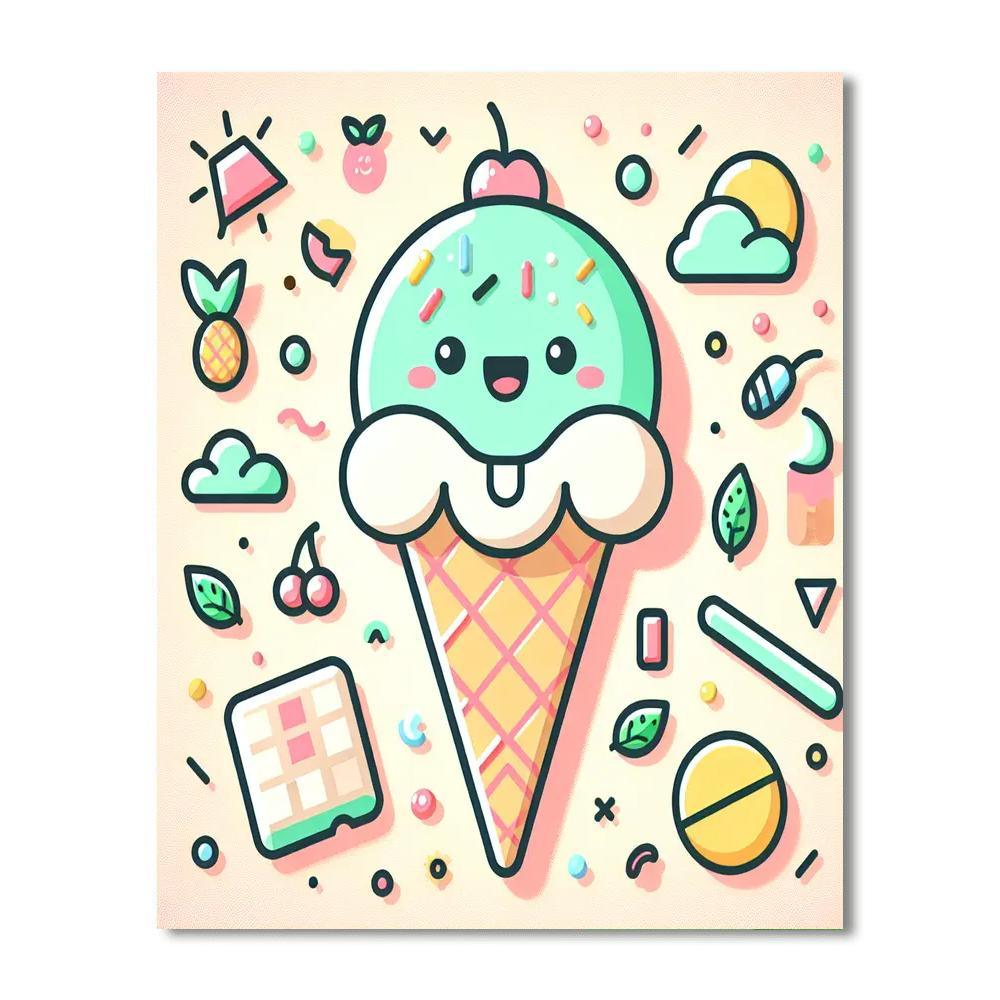 Excited Ice Cream Cone DIY Paint By Numbers
