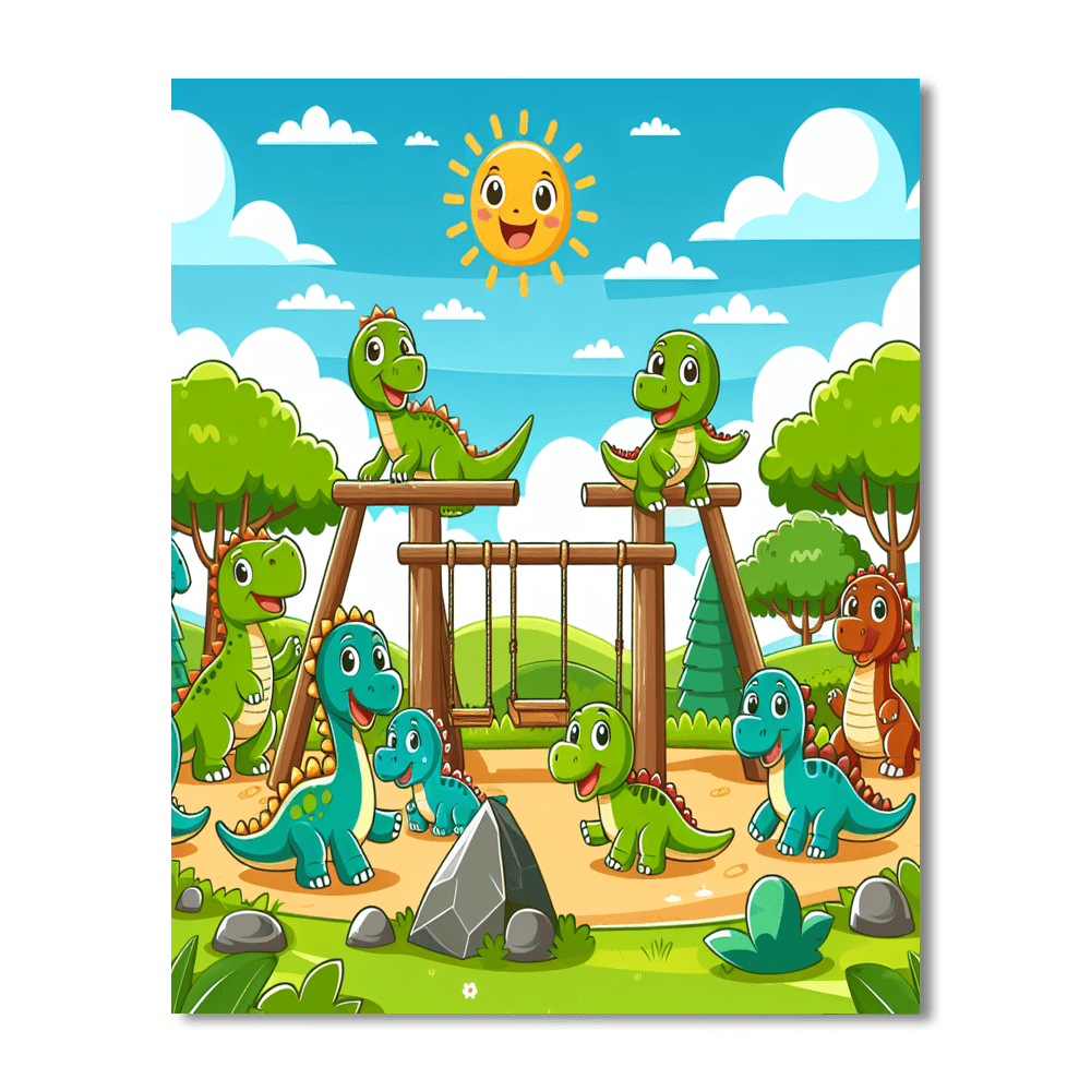 Playful Dinosaur Playground Paint By Color