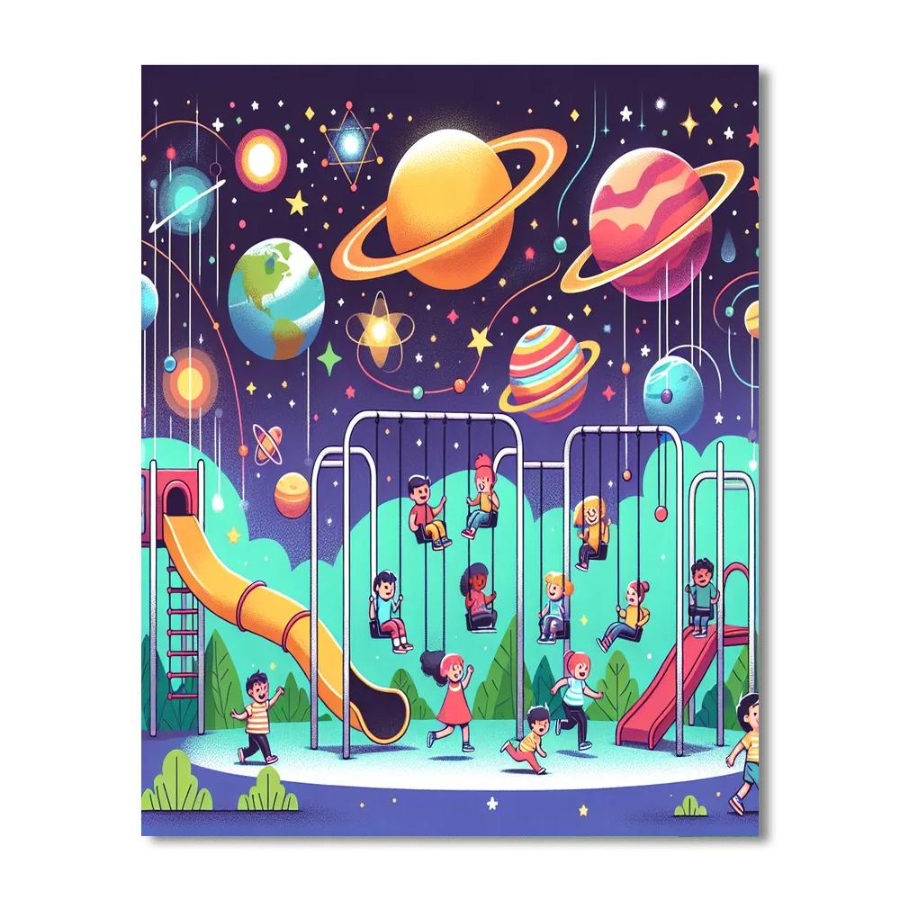 Solar System Playground Paint By Numbers Art