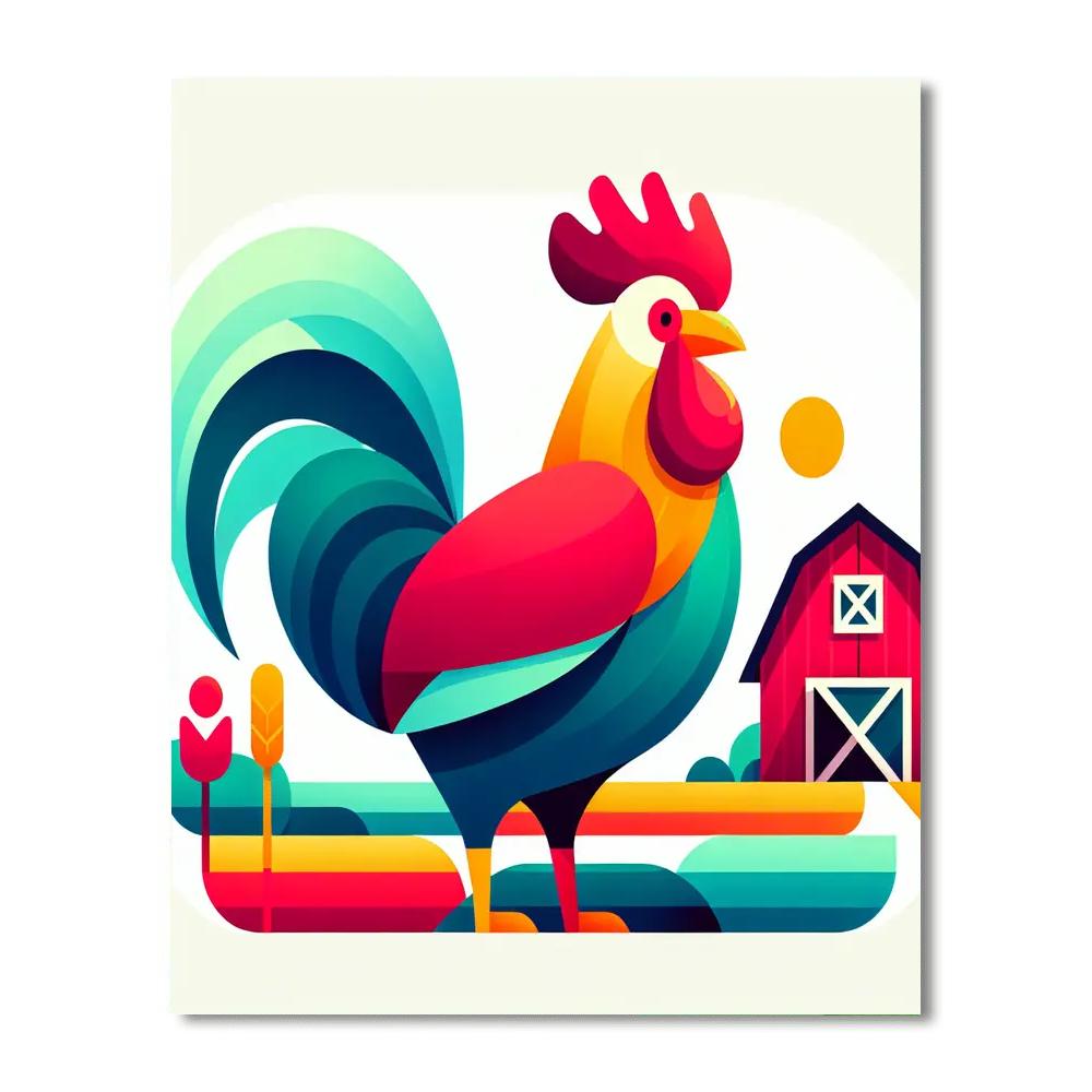 Rooster's Raucous Revelry Paint By Numbers