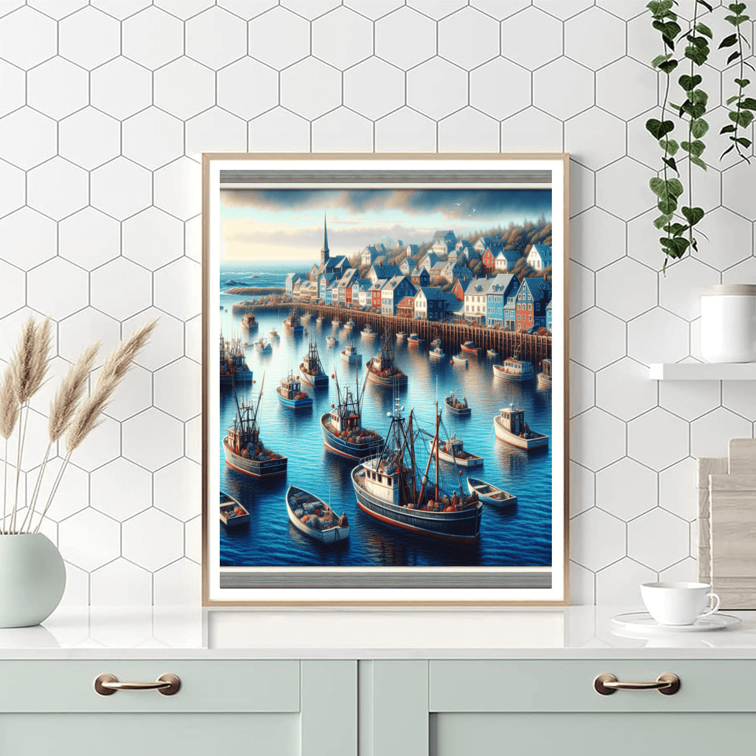 Quaint Harbor Town Paint By Numbers